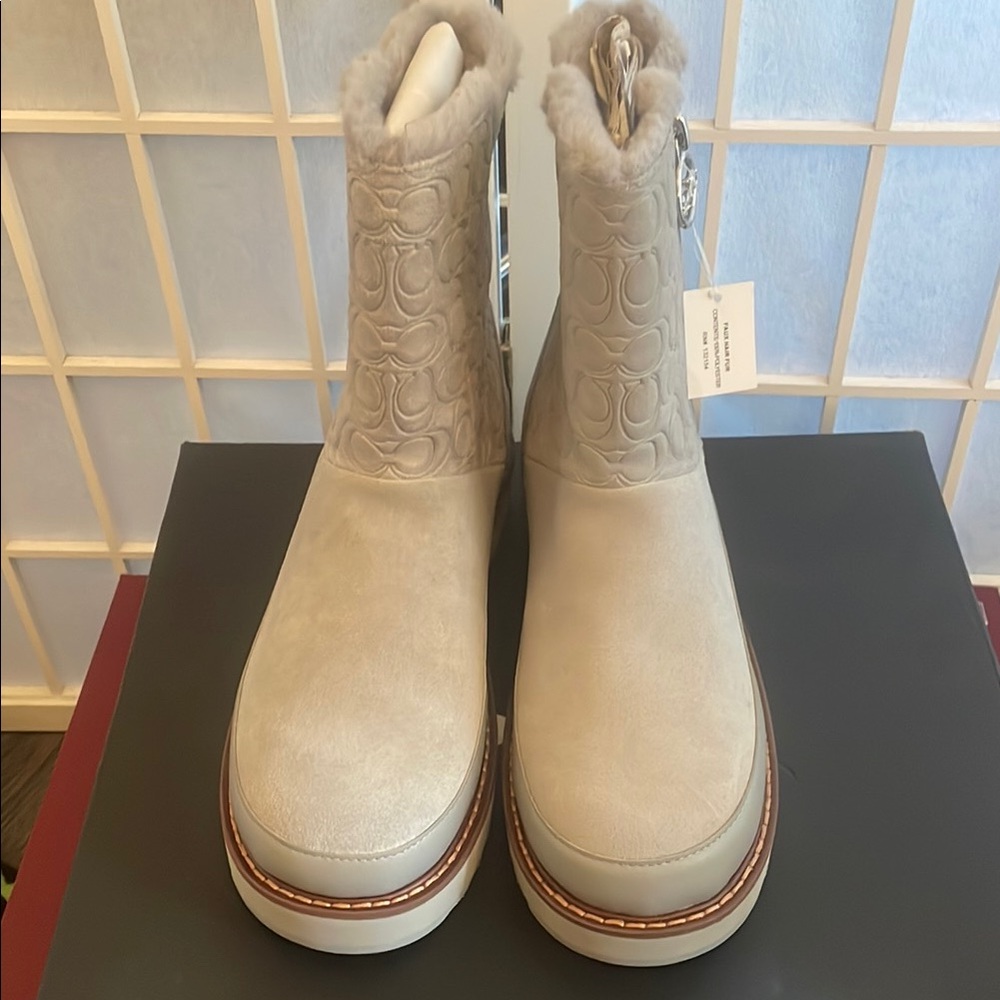 Coach Women's Gray  Suede Ankle Boots